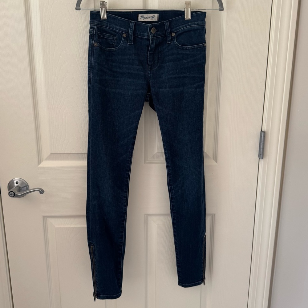 Madewell Women's Dark Denim Skinny Jeans w/ Zippers by the Ankles - Size 25